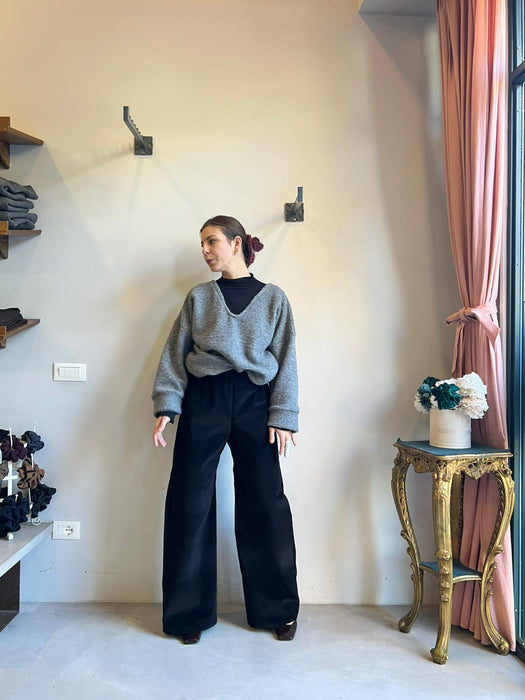 Maglione Amedeo in lana boucle grigio scuro