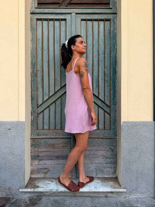 Abito Filomena in mussola rosa malva