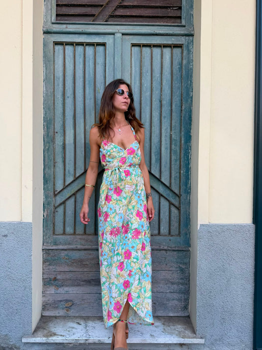 Abito Cesare in viscosa a fiori colorati