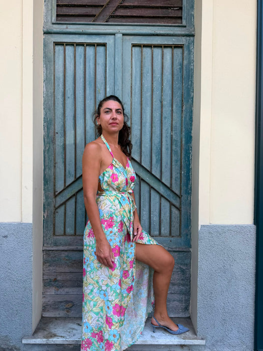Abito Cesare in viscosa a fiori colorati