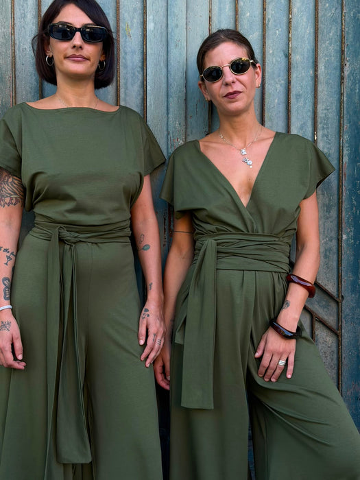 Tuta Magda in jersey verde oliva