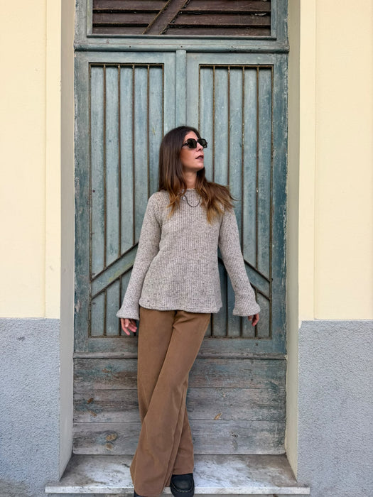 Pantaloni Mia in cupro cammello