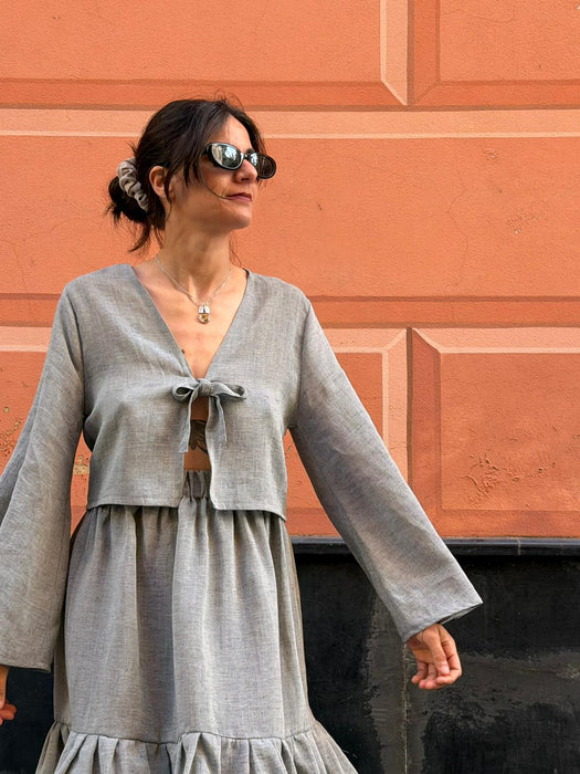 Maglia Alfredo in lino color azzurro polvere