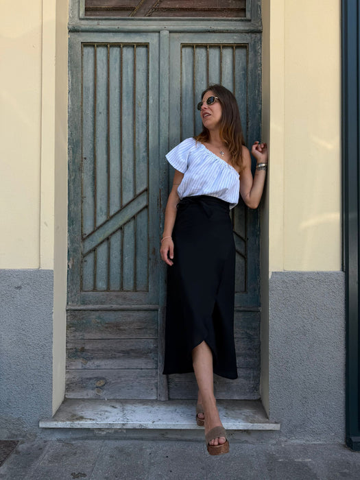 Gonna Matilda in lino e seta nero