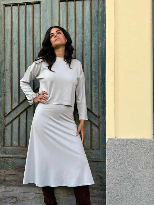 Maglia Deborah in punto Milano color ghiaccio