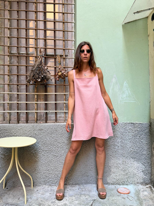 Abito Filomena in mussola rosa