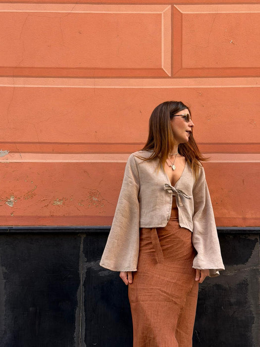 Maglia Alfredo in lino color sabbia