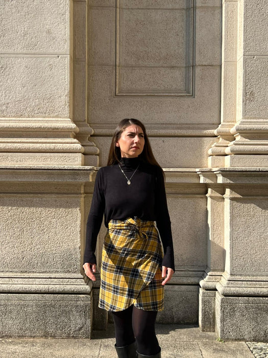 Gonna Matilda corta in lana tartan gialla