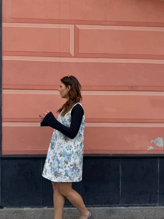 Abito Emilia a fiori azzurri