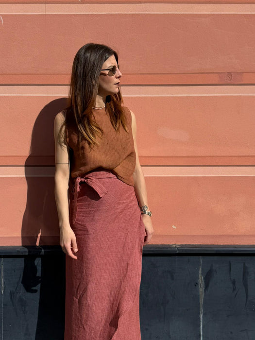 Top Emilia in lino color terracotta