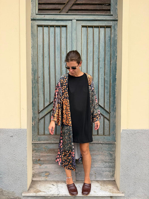 Kimono in velluto in fantasia a fiori