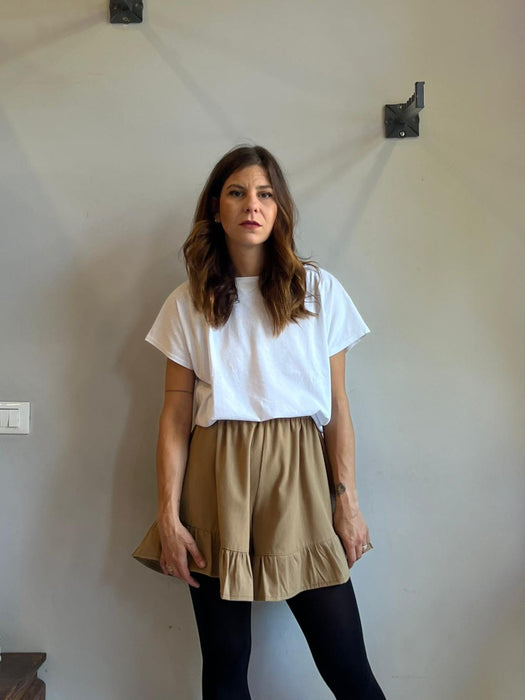 Pantagonna Itana in gabardine di lana biscotto