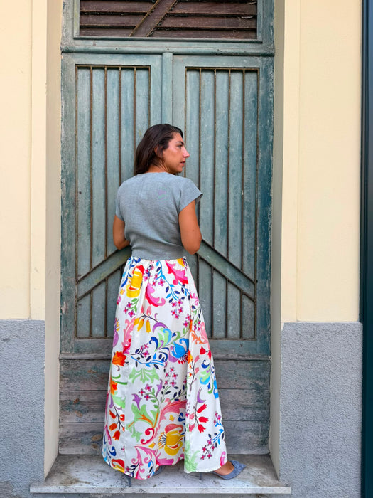 Gonna Anna in cotone fiori colorati