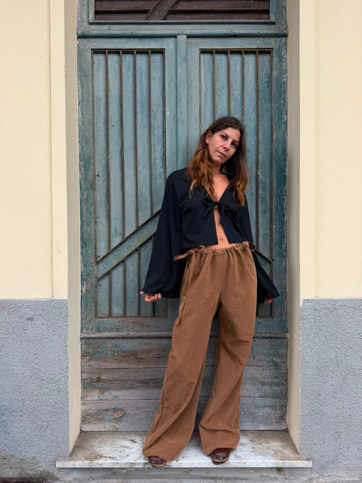Pantaloni Luigi in cupro cammello
