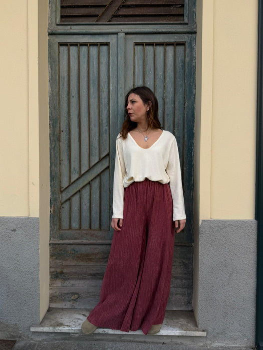 Pantaloni Corrado in spugna color lampone