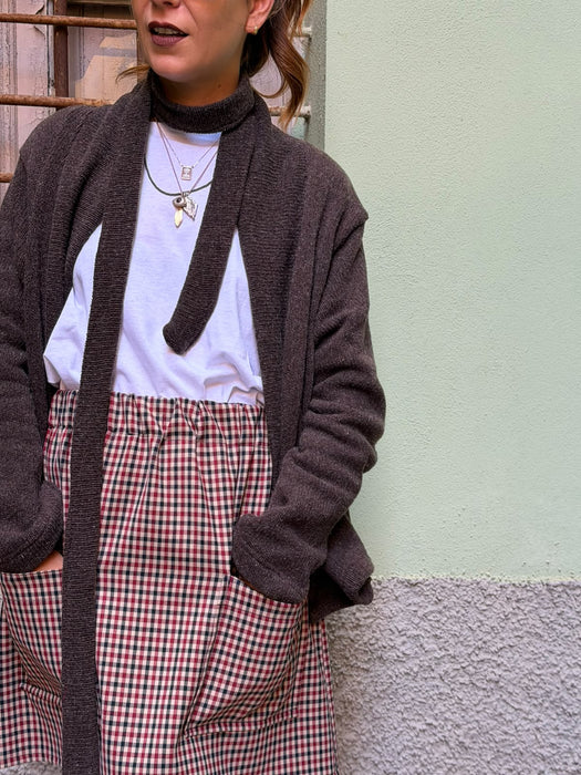 Cardigan Romeo in lana marrone scuro