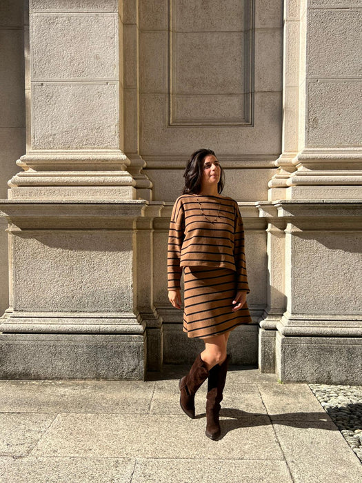 Gonna Costanzina color biscotto a righe nere