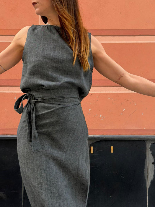 Gonna Matilda in lino color grigio scuro