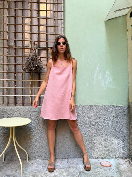 Abito Filomena in mussola rosa