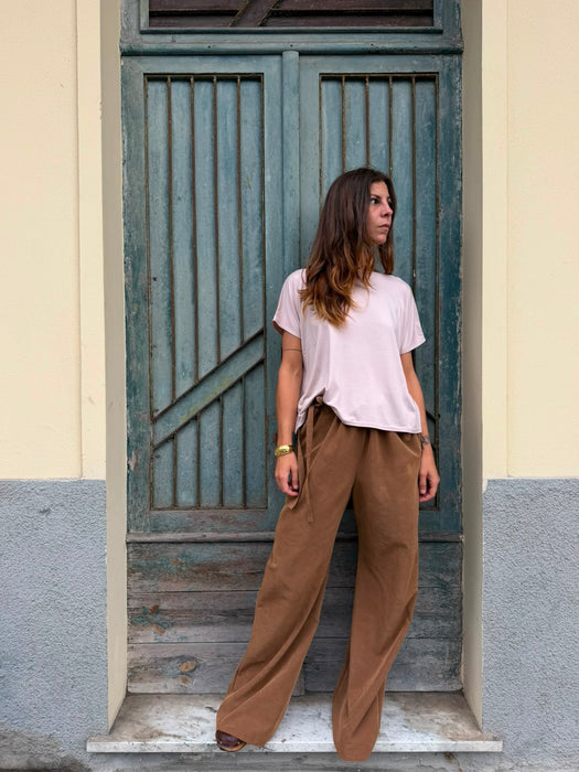 Pantaloni Luigi in cupro cammello