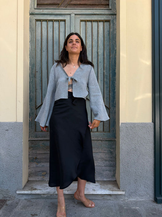 Gonna Matilda in lino e seta nero