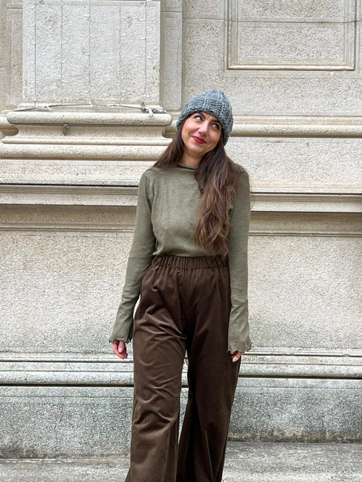 Pantaloni Mia in velluto marrone tabacco