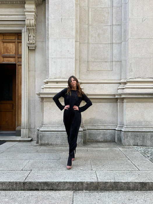 Abito Cristiana lungo in velluto nero