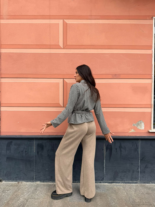 Pantaloni Mia in cashmere beige