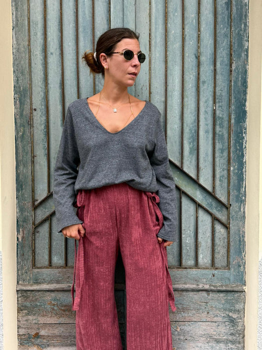 Pantaloni Luigi in spugna color lampone