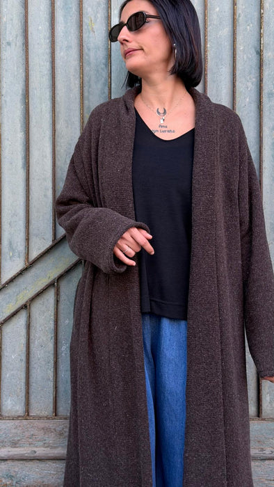 Cardigan Marinella in lana marrone