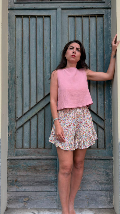 Top Emilia in mussola rosa