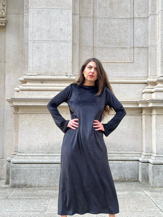 Abito Cristiana lungo in velluto nero