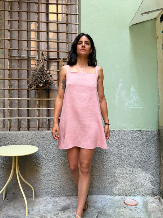 Abito Filomena in mussola rosa
