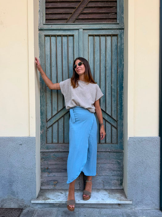 Gonna Matilda in mussola azzurra