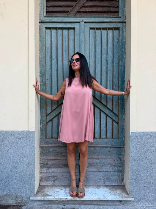 Abito Michele in viscosa rosa antico