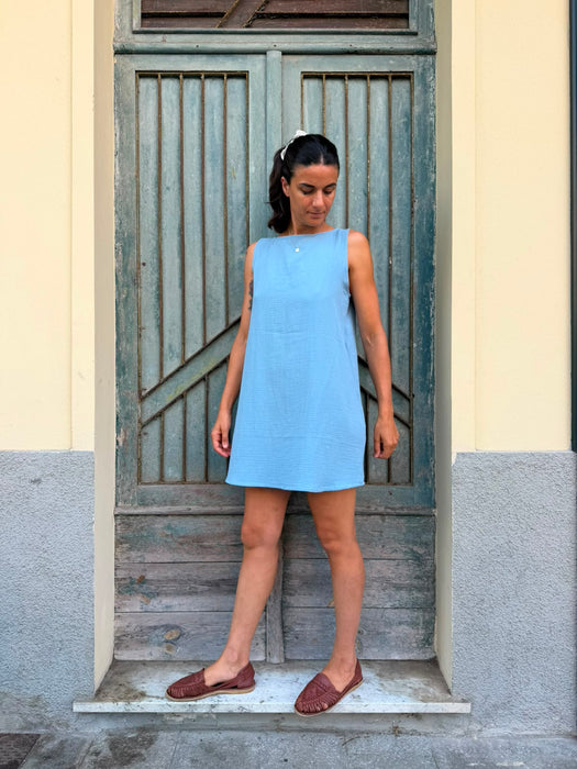 Abito Emilia in mussola azzurra