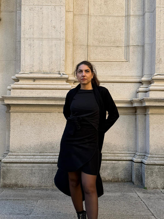 Gonna Matilda corta in panno di lana nero