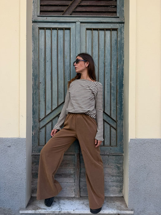 Pantaloni Mia in cupro cammello
