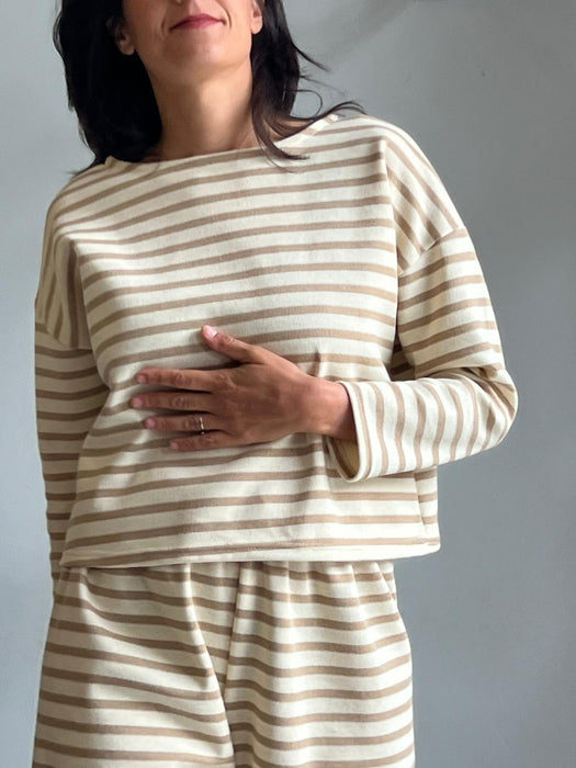 Felpa Deborah a righe panna e beige