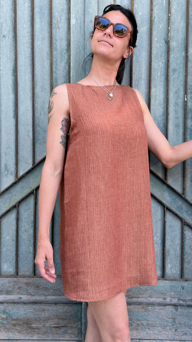 Abito Emilia in lino color terracotta