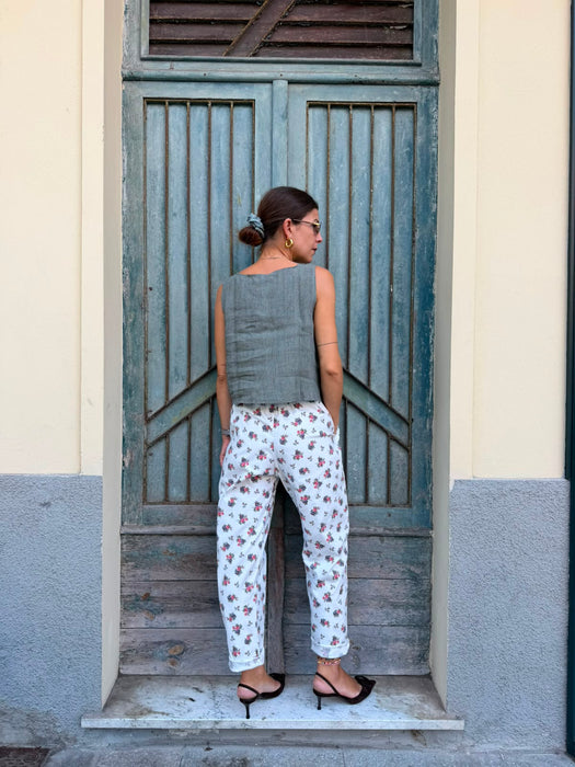 Pantaloni Asia a fiorellini