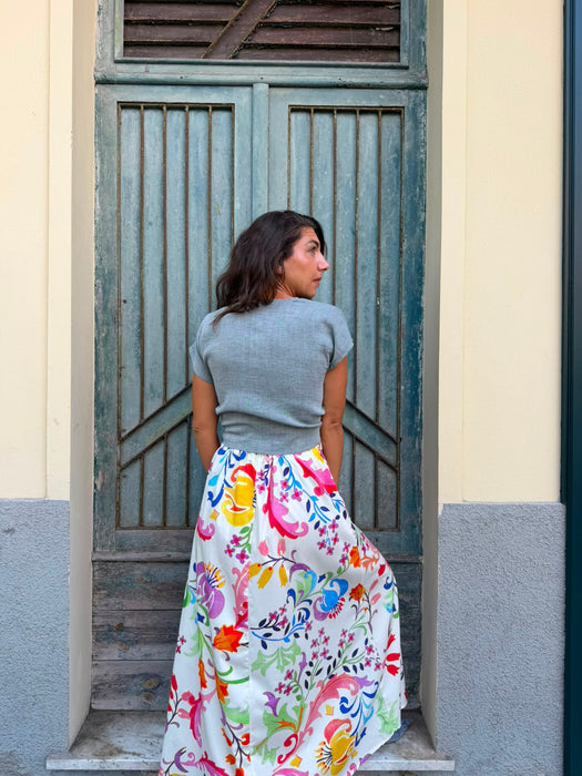 Gonna Anna in cotone fiori colorati