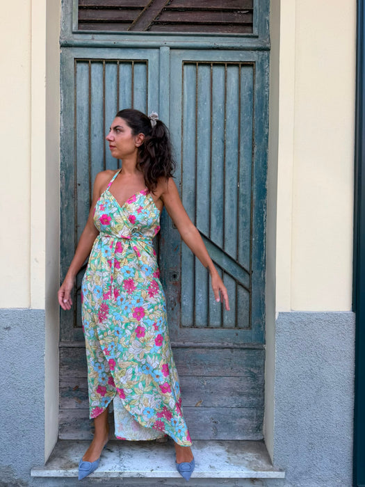 Abito Cesare in viscosa a fiori colorati