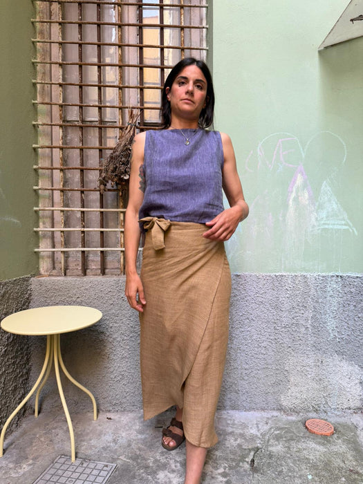 Top Emilia in lino color viola