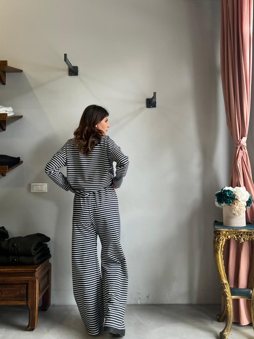 Pantaloni Mia a righe blu e bianche