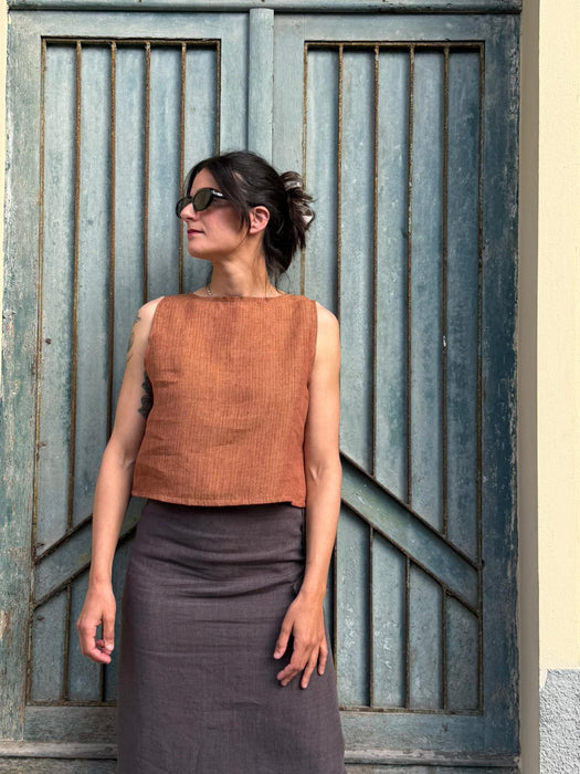 Top Emilia in lino color terracotta