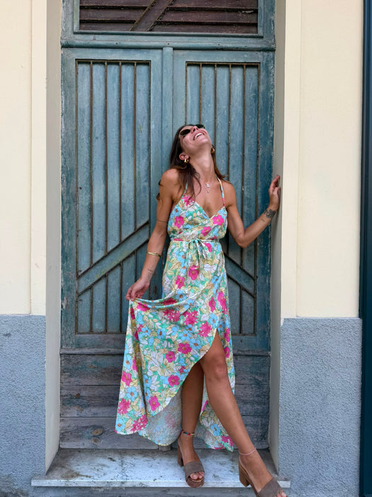 Abito Cesare in viscosa a fiori colorati