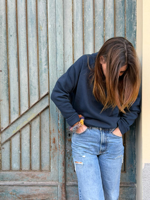 Felpa Alice in cotone blu navy