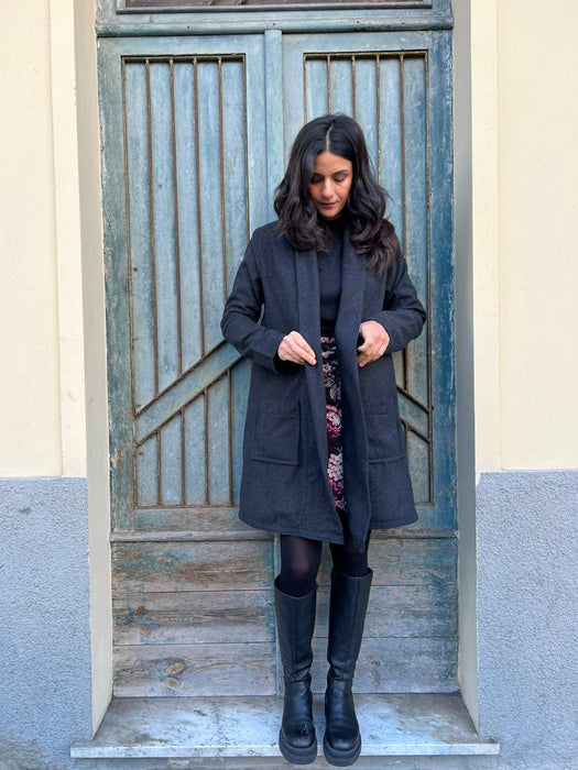 Cardigan Marinella midi grigio antracite