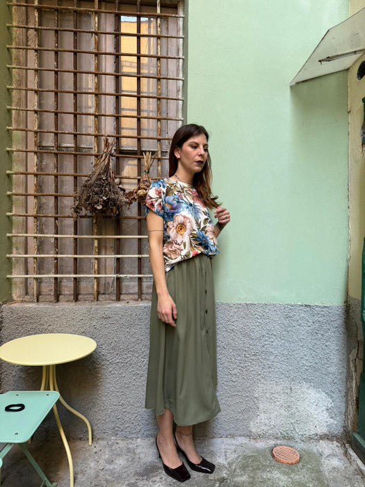 T-shirt Scatoletta in viscosa a fiori